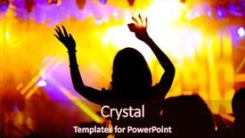  Presentation with live music concert - Colorful presentation theme enhanced with music nots - fans cheering at open-air live backdrop and a  colored foreground