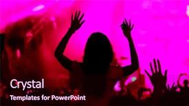  Presentation with live music concert - Presentation theme having music nots - fans cheering at open-air live background and a  colored foreground