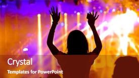  Presentation with live music concert - Slides consisting of music nots - fans cheering at open-air live background and a tawny brown colored foreground