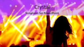  Presentation with live music concert - Cool new presentation design with music nots - fans cheering at open-air live backdrop and a  colored foreground