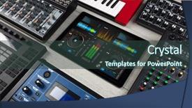  Presentation with electronic music - Beautiful PPT layouts featuring music on tablet with electronic backdrop and a tawny brown colored foreground