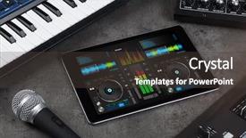  Presentation with electronic music - PPT layouts having music on tablet with electronic background and a dark gray colored foreground