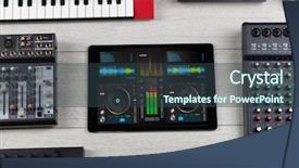  Presentation with electronic music - Presentation design consisting of music on tablet with electronic background and a tawny brown colored foreground