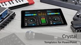  Presentation with electronic music - Amazing slide set having music on tablet with electronic backdrop and a light gray colored foreground