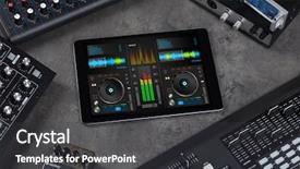  Presentation with electronic music - Cool new PPT theme with music on tablet with electronic backdrop and a dark gray colored foreground