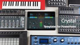  Presentation with electronic music - Colorful presentation theme enhanced with music on tablet with electronic backdrop and a ocean colored foreground