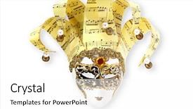  Presentation with mask - Slides with golden venetian mask on white background and a white colored foreground