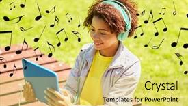  Presentation with computer music - Cool new presentation design with music or watching video backdrop and a yellow colored foreground