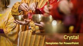  Presentation with singing bowl - Amazing presentation design having music orientalism - man playing on a tibetian backdrop and a tawny brown colored foreground