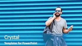  Presentation with blue music - Beautiful PPT theme featuring music over ribbed blue backdrop and a teal colored foreground