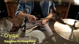  Presentation with music instruments - Theme with music people musical instruments background and a tawny brown colored foreground