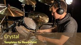  Presentation with music instruments - Slide set with music-people-musical-instruments background and a tawny brown colored foreground