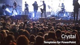  Presentation with concert stage empty stage - Presentation theme enhanced with music performance - crowd at concert - cheering background and a wine colored foreground