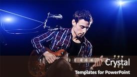 Presentation with concert - PPT theme enhanced with music performance - man playing guitar during concert background and a wine colored foreground