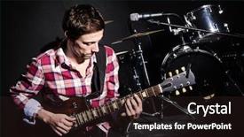  Presentation with concert - Cool new PPT theme with music performance - man playing guitar during concert backdrop and a wine colored foreground