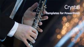  Presentation with clarinet - Cool new presentation design with music performance - solo clarinet player performing live backdrop and a wine colored foreground