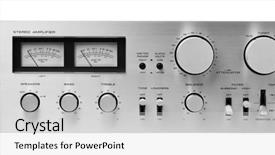  Presentation with sound - Audience pleasing PPT theme consisting of music player - sound amplifier front panel isolated backdrop and a light gray colored foreground