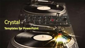  Presentation with music vinyl - Presentation theme having music player playing vinyl background and a tawny brown colored foreground