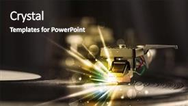  Presentation with music vinyl - Slide set enhanced with music player playing vinyl background and a dark gray colored foreground