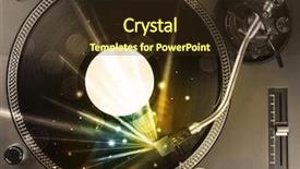  Presentation with music vinyl - PPT theme with music player playing vinyl background and a  colored foreground