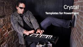  Presentation with golf player playing - PPT layouts with music producer - keyboard player grooving on synthesizer background and a wine colored foreground