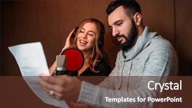  Presentation with heartbeat music - Presentation theme consisting of music producer and female singer background and a tawny brown colored foreground