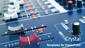  Presentation with audio - Cool new slides with music prodution - closeup of faders on audio backdrop and a ocean colored foreground