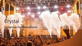  Presentation with concert stage empty stage - Beautiful slide set featuring music prodution - crowd at concert - cheering backdrop and a lemonade colored foreground