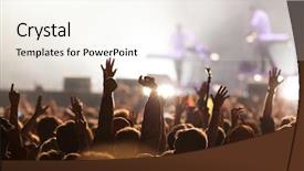  Presentation with concert stage empty stage - Presentation theme enhanced with music prodution - crowd at concert and blurred background and a cream colored foreground