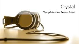  Presentation with headphones - Slide deck having music prodution - headphones and cord background and a  colored foreground