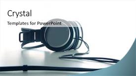  Presentation with headphones - Theme featuring music prodution - headphones on white background and a  colored foreground