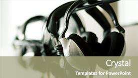  Presentation with music studio - Colorful presentation design enhanced with music prodution - set of studio headphones hanging backdrop and a  colored foreground