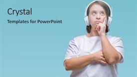  Presentation with dental down syndrome - PPT theme enhanced with music questions - young adult woman with down background and a light blue colored foreground