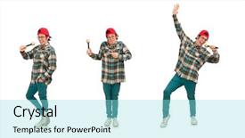  Presentation with funny - Slide set with music rapper - funny guy singing isolated background and a arctic colored foreground