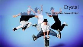  Presentation with hip hop dancing - Cool new presentation theme with music rapper - group of modern dancers dancing backdrop and a light blue colored foreground