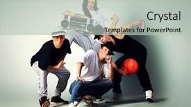  Presentation with hip hop dancing - Colorful slide deck enhanced with music rapper - group of modern dancers dancing backdrop and a light gray colored foreground