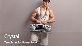  Presentation with rapper - Amazing theme having music rapper - young man in hip-hop clothes backdrop and a gray colored foreground
