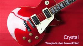  Presentation with electric guitar - Beautiful PPT theme featuring recitation - deep red metallic solid body backdrop and a crimson colored foreground