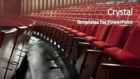  Presentation with old cinema projector - Amazing PPT theme having comedy show - old fashioned cinema backdrop and a tawny brown colored foreground