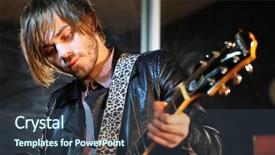  Presentation with casino black jack sound - PPT theme consisting of music recording - guitarist in black leather jacket background and a tawny brown colored foreground