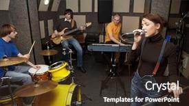  Presentation with rock band - Audience pleasing presentation consisting of music recording - rock band working in studio backdrop and a wine colored foreground