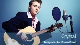  Presentation with music rock roll - Beautiful slides featuring music recording - young man is playing backdrop and a ocean colored foreground