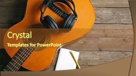  Presentation with classical music - Amazing slide deck having music recording scene with classical backdrop and a tawny brown colored foreground