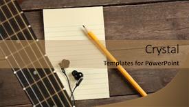  Presentation with recording - Presentation theme with music recording scene with guitar background and a  colored foreground