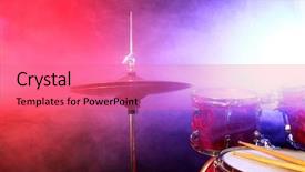  Presentation with drums - Cool new slide deck with music reggae - drums cymbal on smoked stage backdrop and a coral colored foreground