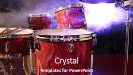  Presentation with drums - Colorful PPT theme enhanced with music reggae - drums set and sticks close-up backdrop and a wine colored foreground