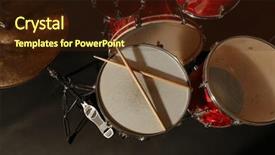  Presentation with reggae - Presentation theme having music reggae - drums set and sticks close-up background and a tawny brown colored foreground