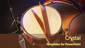  Presentation with reggae - Colorful presentation theme enhanced with music reggae - drums set and sticks close-up backdrop and a tawny brown colored foreground
