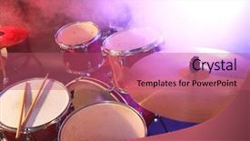  Presentation with drums - Audience pleasing theme consisting of music reggae - drums set and sticks close-up backdrop and a coral colored foreground