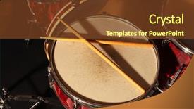  Presentation with reggae - PPT theme with music reggae - drums set and sticks close-up background and a tawny brown colored foreground